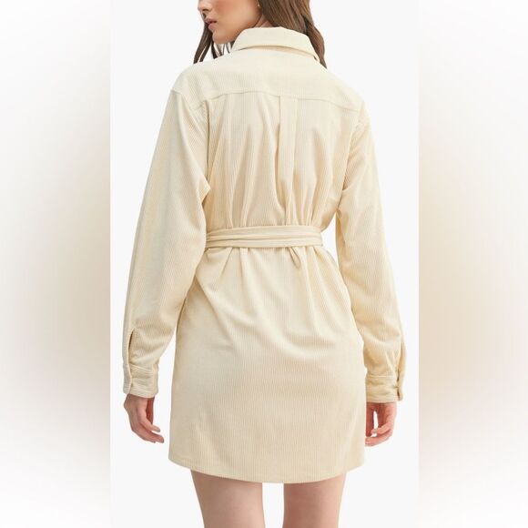 Lush Corduroy Belted Button Down Shirtdress - Picture 2 of 11